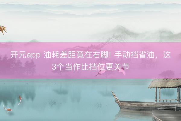 开元app 油耗差距竟在右脚! 手动挡省油,这3个当作比挡位更关节