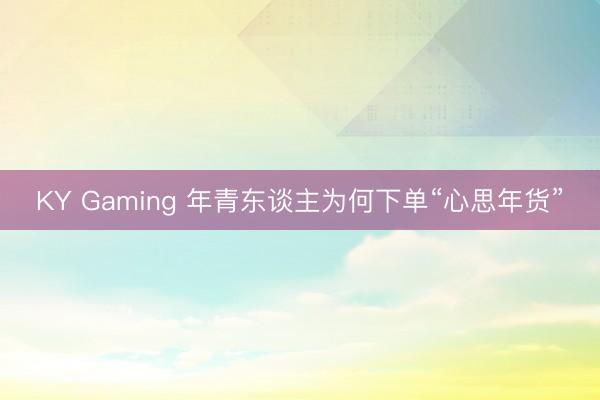 KY Gaming 年青东谈主为何下单“心思年货”