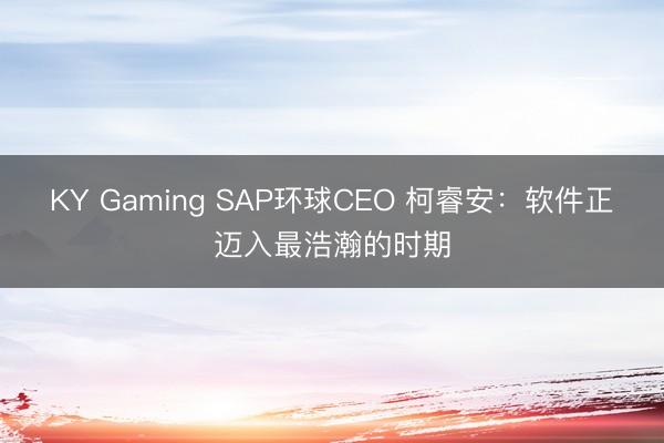 KY Gaming SAP环球CEO 柯睿安：软件正迈入最浩瀚的时期
