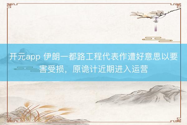 开元app 伊朗一都路工程代表作遭好意思以要害受损,原诡计近期进入运营