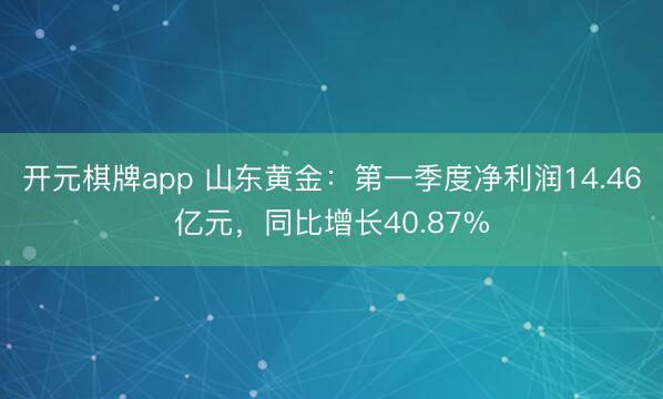 开元棋牌app 山东黄金：第一季度净利润14.46亿元，同比增长40.87%