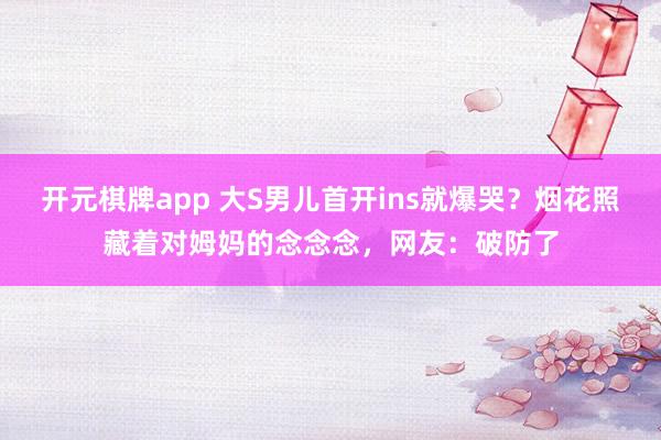 开元棋牌app 大S男儿首开ins就爆哭？烟花照藏着对姆妈的念念念，网友：破防了