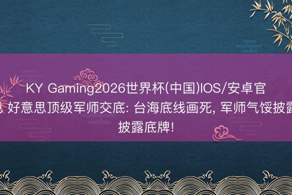 KY Gaming2026世界杯(中国)IOS/安卓官方下载 好意思顶级军师交底: 台海底线画死， 军师气馁披露底牌!