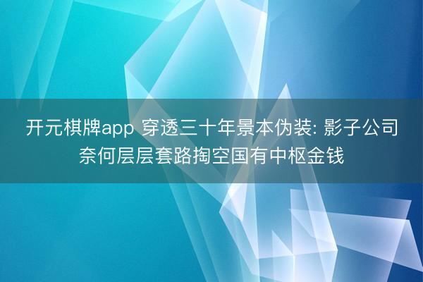 开元棋牌app 穿透三十年景本伪装: 影子公司奈何层层套路掏空国有中枢金钱