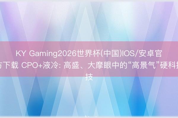 KY Gaming2026世界杯(中国)IOS/安卓官方下载 CPO+液冷: 高盛、大摩眼中的“高景气”硬科技