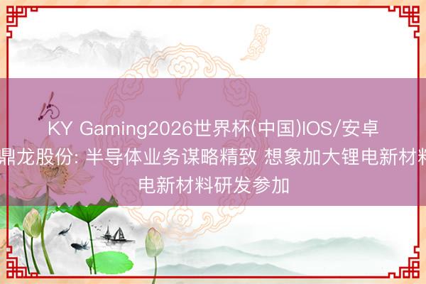 KY Gaming2026世界杯(中国)IOS/安卓官方下载 鼎龙股份: 半导体业务谋略精致 想象加大锂电新材料研发参加