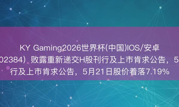 KY Gaming2026世界杯(中国)IOS/安卓官方下载 东山精密(002384)败露重新递交H股刊行及上市肯求公告,5月21日股价着落7.19%