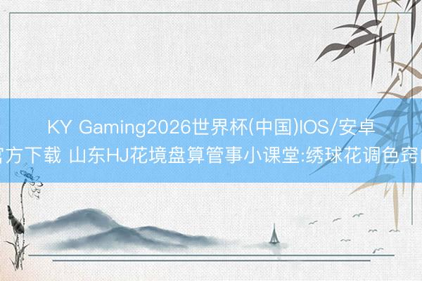 KY Gaming2026世界杯(中国)IOS/安卓官方下载 山东HJ花境盘算管事小课堂:绣球花调色窍门