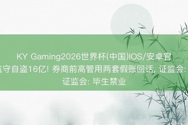 KY Gaming2026世界杯(中国)IOS/安卓官方下载 监守自盗16亿! 券商前高管用两套假账回话, 证监会: 毕生禁业