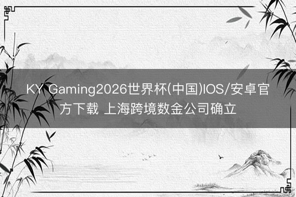 KY Gaming2026世界杯(中国)IOS/安卓官方下载 上海跨境数金公司确立