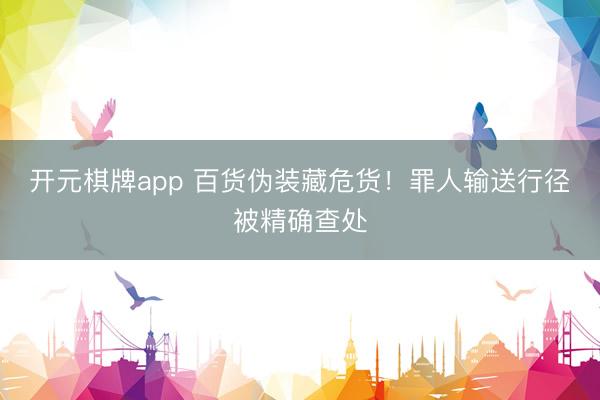 开元棋牌app 百货伪装藏危货！罪人输送行径被精确查处